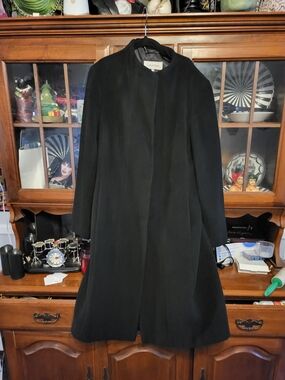 Calvin Klein Black Long Wool Blend Car Coat